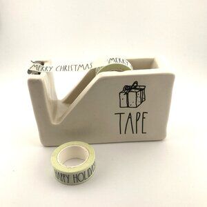 Rae Dunn Ceramic Holiday Tape Dispenser Christmas w Tape